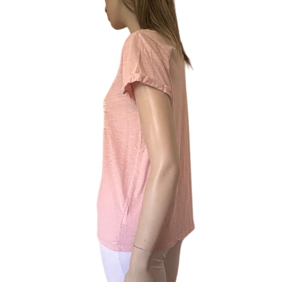 Lucky Brand Don't Worry be Lucky Tee T-Shirt Blush Pink Screen Print 100% Cotton - Picture 6 of 12